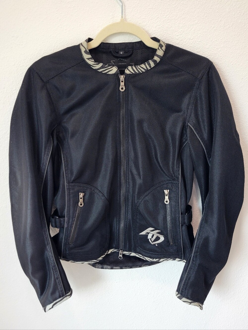 Harley Davidson Womens Mesh Moto Jacket Zebra Print Y2K Biker